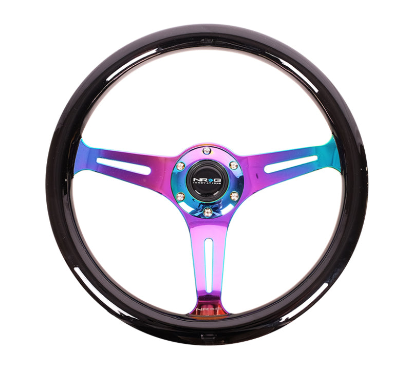 NRG Classic Wood Grain Steering Wheel (350mm) Black Paint Grip w ...