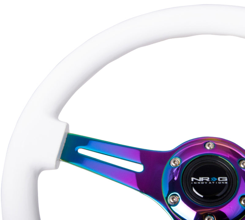 NRG Classic Wood Grain Steering Wheel (350mm) White Paint Grip w ...