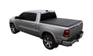 Access Bed Covers - Folding Access LOMAX Alum Tri-Fold Cover w/Split Rails BK Urethane Finish 19-20 Dodge Ram-5ft 7in w/o RamBox