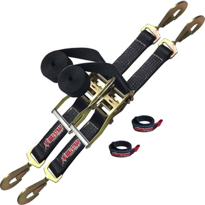 Bartact BSRS212-A-B-2X2 Bull Strap 2 x 12' Heavy Duty Ratchet Tie Downs with Twist Snap Hooks